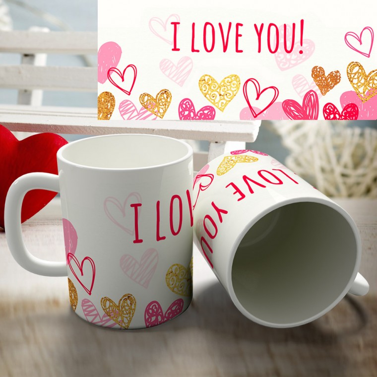 Кружка "I Love you" разные сердечки — купить в Минске